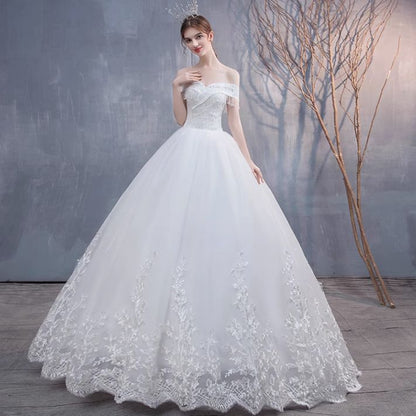 French light wedding dress 2024 new bride forest dreamy starry sky princess temperament spring simple one shoulder
