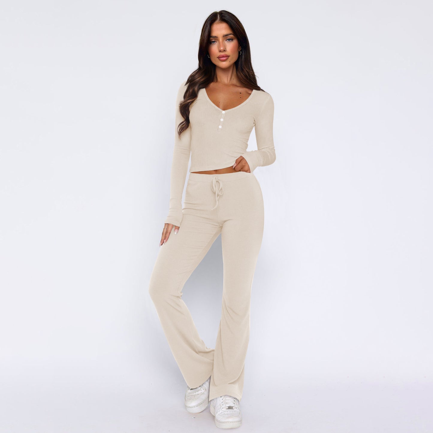 Sweet and spicy style long-sleeved top and casual pants two-piece fashion suit