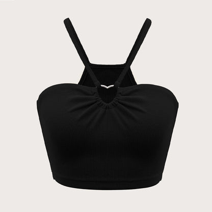 2025 new slim-fitting ultra-short heart-shaped sleeveless vest suspender versatile top