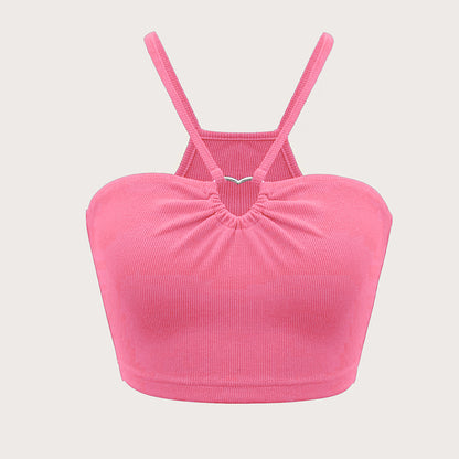 2025 new slim-fitting ultra-short heart-shaped sleeveless vest suspender versatile top