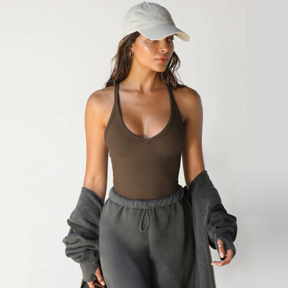 New  knitted vest European and American women's sexy slim bm top trendy brand inner bottoming shirt